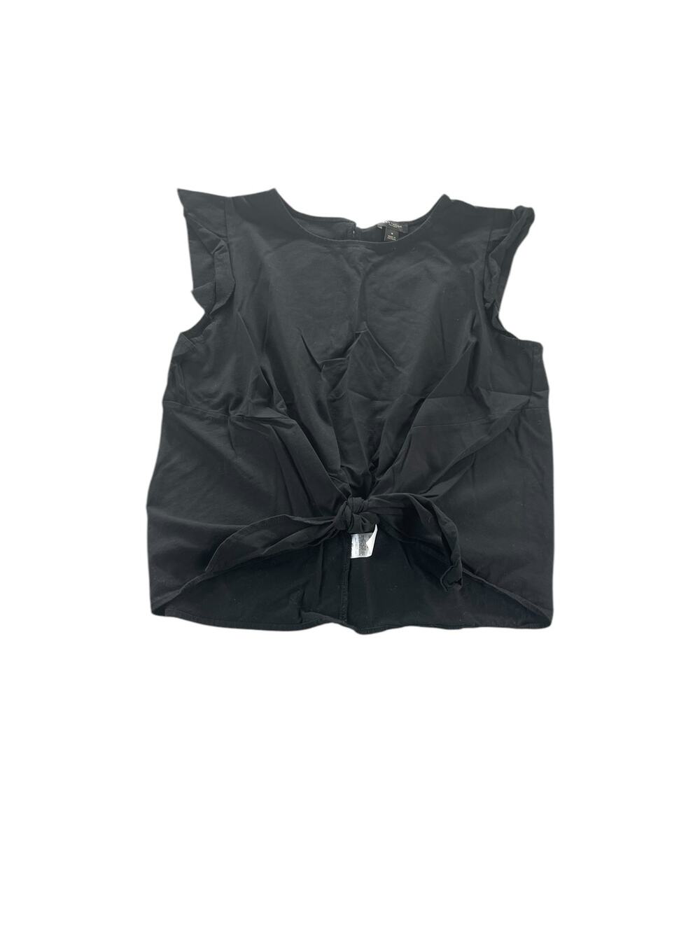 Ann Taylor Black Sleeveless Tie Knot Front Tank Top Blouse Women's Size Medium
